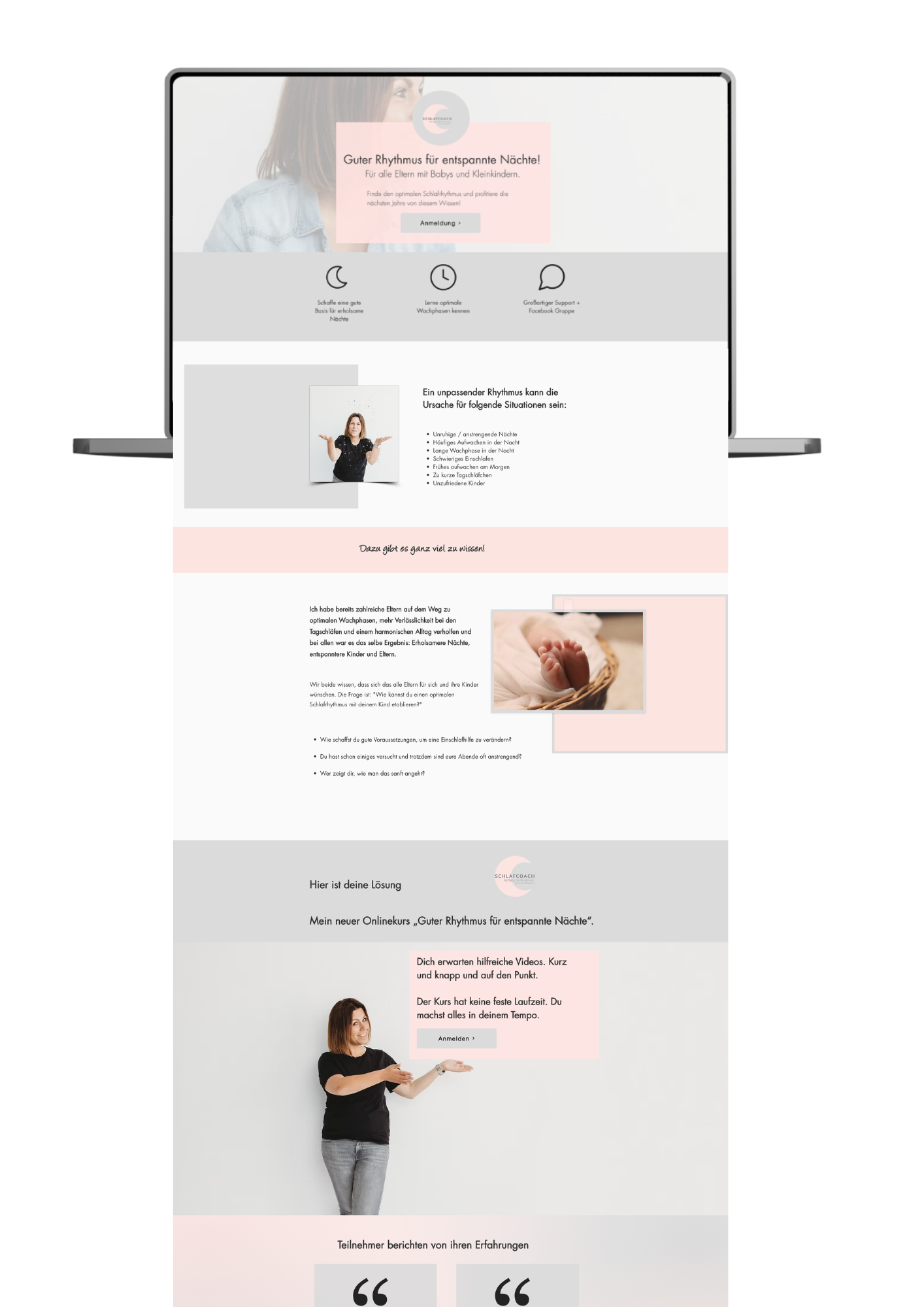 Landingpage für einen Onlinekurs