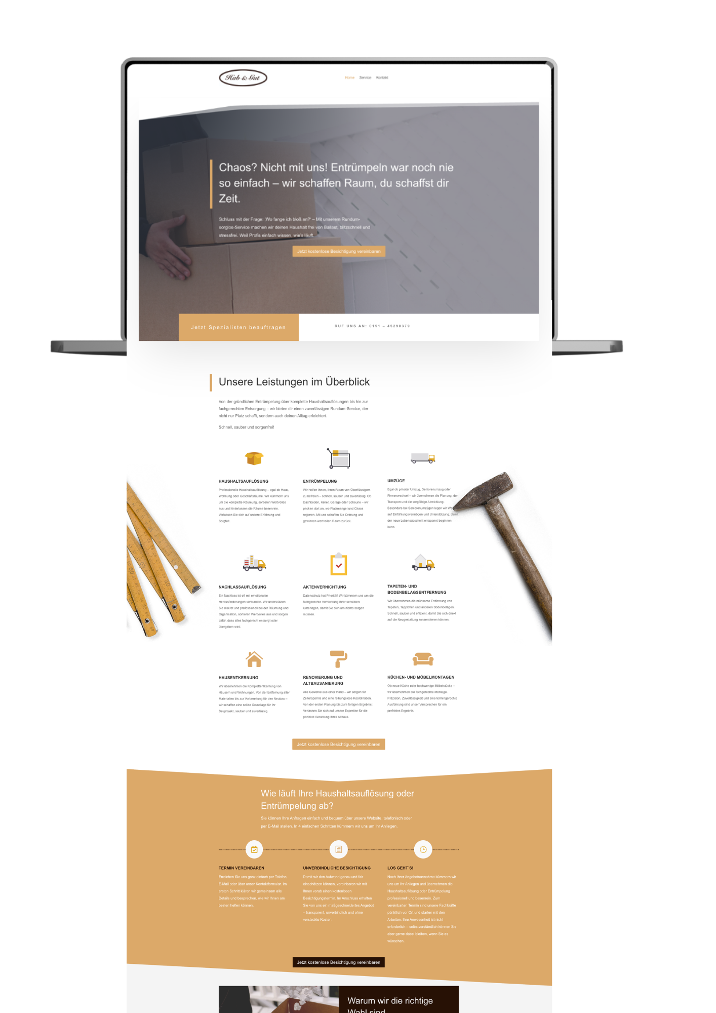 Onepager für Entrümpelungsfirma